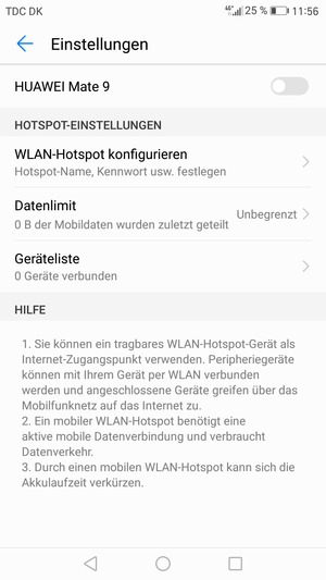 Wählen Sie WLAN-Hotspot konfigurieren