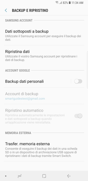 Attiva Backup dati personali