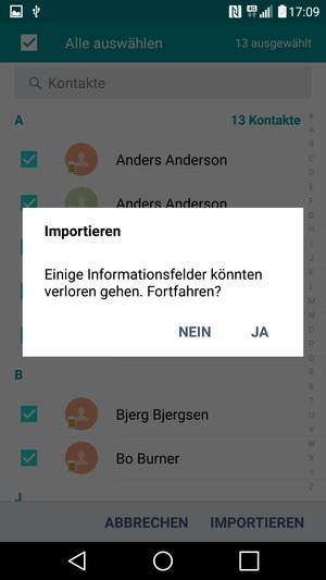 Wählen Sie JA