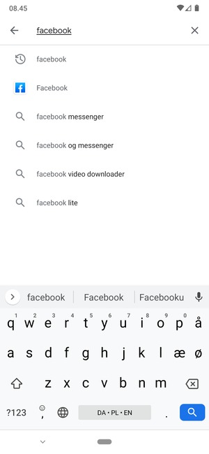 Indtast navnet på appen og vælg Søg