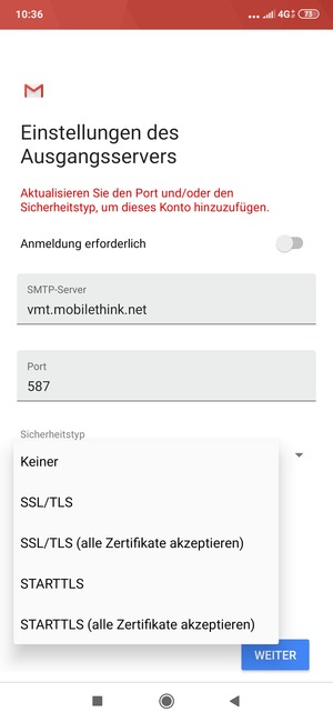 Wählen Sie Keiner und WEITER