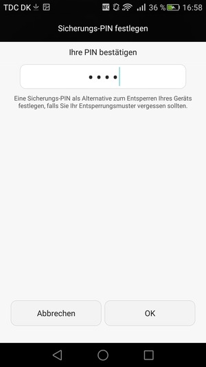 Bestätigen Sie Ihre Sicherungs-PIN und wählen Sie OK