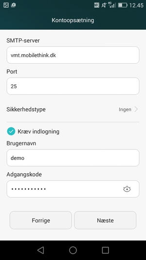 Indtast udgående serveradresse