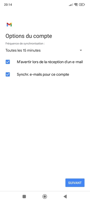 Sélectionnez SUIVANT