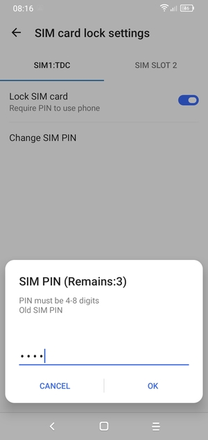 Enter your Old SIM PIN and select OK