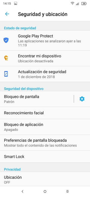 El teléfono ha sido asegurado con un bloqueo de pantalla