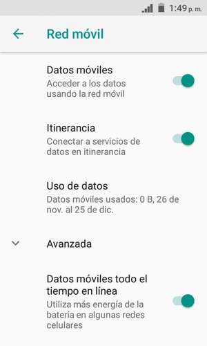 Activar o desactivar Itinerancia
