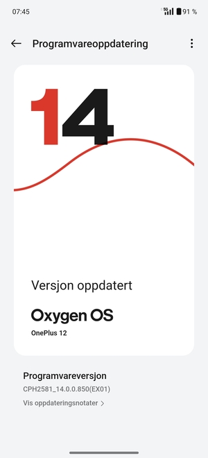 Hvis telefonen din er oppdatert, vil du se følgende skjermbilde