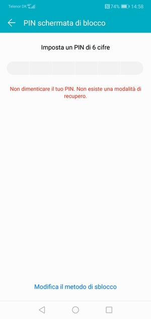 Seleziona Modifica il metodo di sblocco