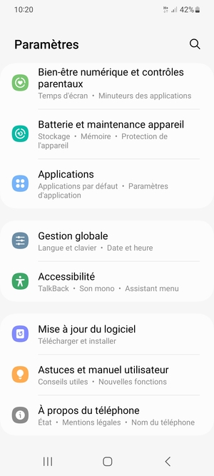 Faites défiler et sélectionnez Mise à jour du logiciel