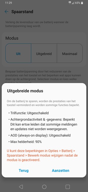 Selecteer Aanzetten