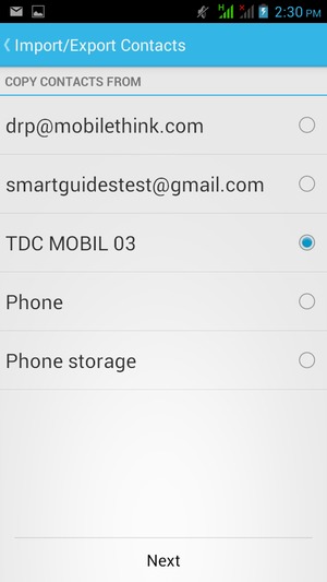 Select the SIM card and select Next