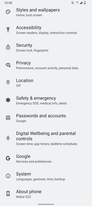 Scroll to and select Security