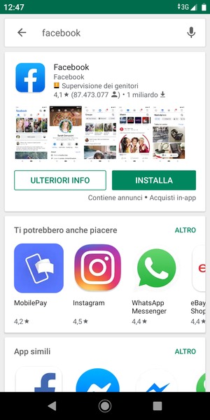 Seleziona l'applicazione