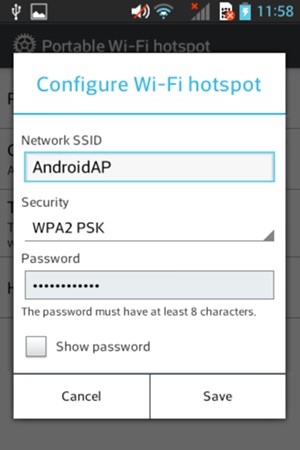 Enter a password of at least 8 characters and select Save