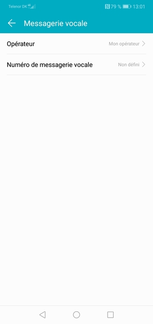 Sélectionnez Numéro de messagerie vocale