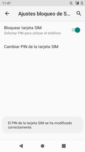 Su PIN de la tarjeta SIM ha sido cambiado