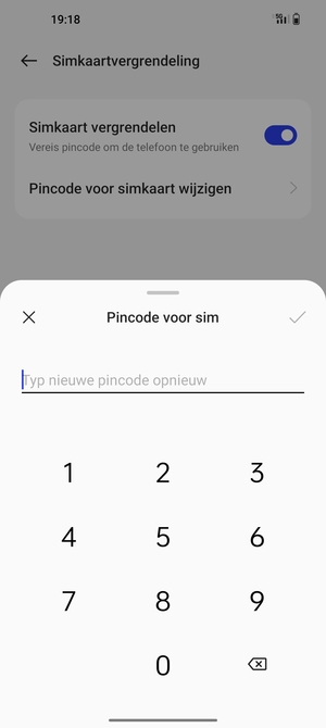 Bevestig uw nieuwe sim-pincode en selecteer OK