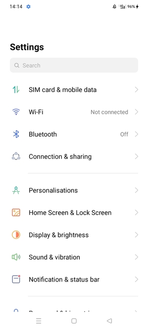 Select SIM card & mobile data