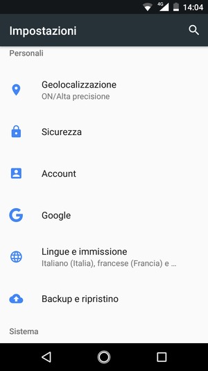 Scorri e seleziona Sicurezza