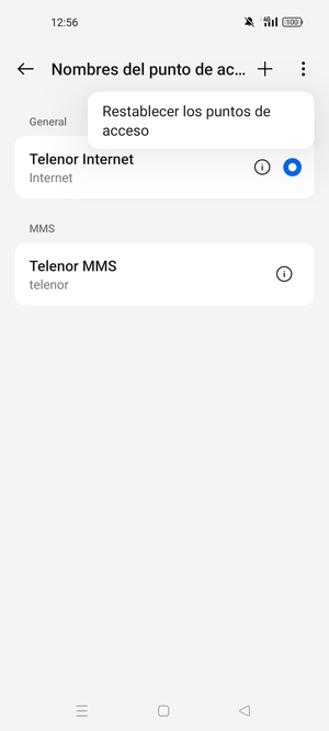 Seleccione Restablecer los puntos de acceso