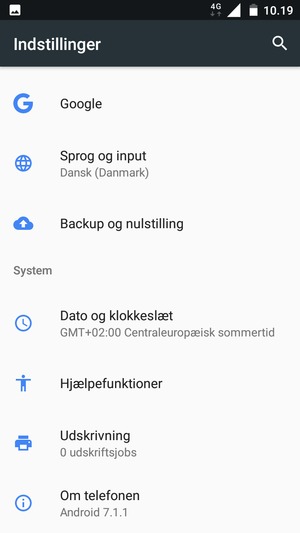 Scroll til og vælg Om telefonen