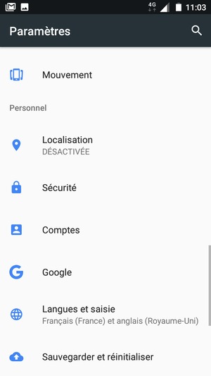 Retournez au menu Paramètres et sélectionnez Comptes