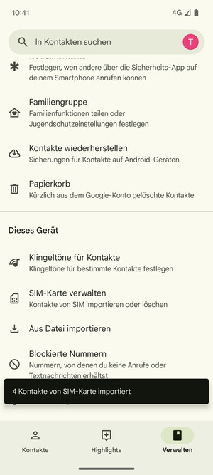 Ihre Kontakte werden in Ihrem Google Konto gespeichert und auf Ihrem Handy gespeichert, wenn Google das nächste Mal synchronisiert wird.