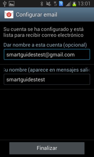 Déle a su cuenta un nombre y escriba su nombre. Seleccione Finalizar
