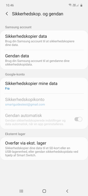 Vælg Sikkerhedskopier mine data