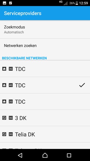 Selecteer een netwerkoperator uit de lijst