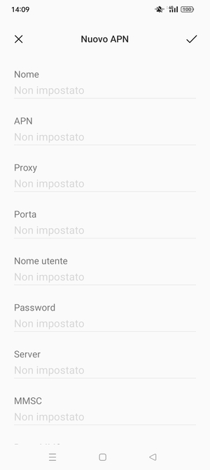 Inserisci le informazioni di Internet