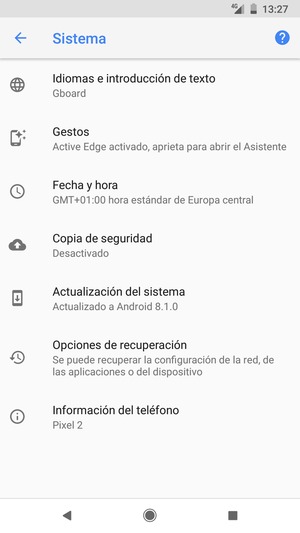 Seleccione Actualización del sistema