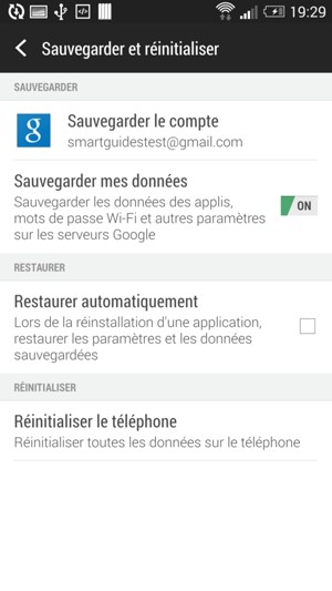 Sélectionnez  Sauvegarder le compte