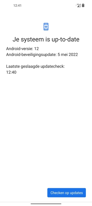 Als uw telefoon up-to-date is, zult u het volgende scherm zien