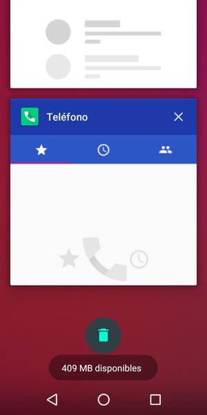 Seleccione el icono Borrar para cerrar todas las aplicaciones en ejecución