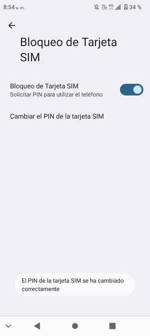 Su PIN de la tarjeta SIM ha sido cambiado