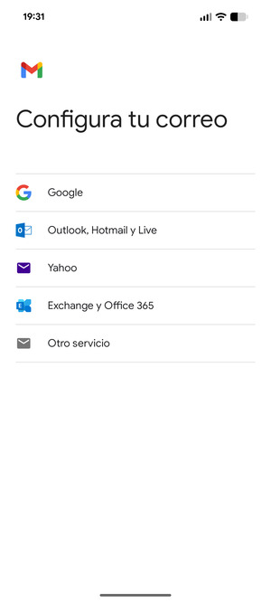 Seleccione Outlook, Hotmail y Live