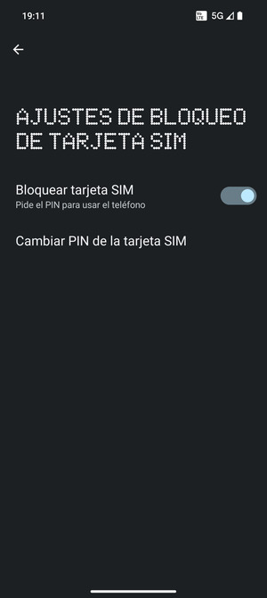 Seleccione Cambiar PIN de la tarjeta SIM