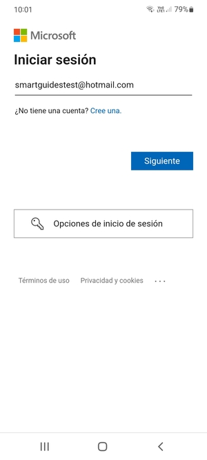 Introduzca su dirección de Hotmail y seleccione Siguiente