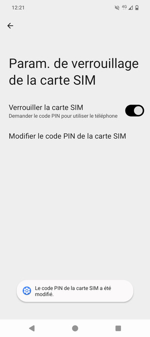 Votre code PIN de la carte SIM a été modifié