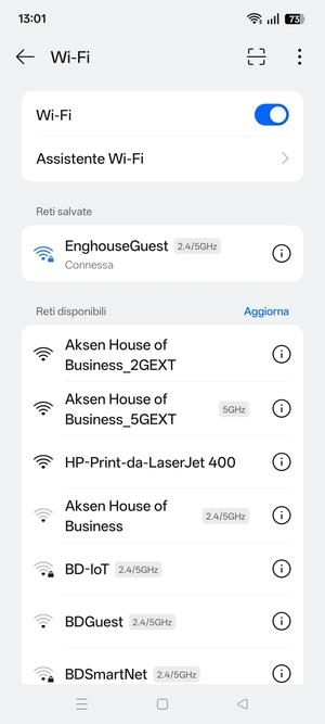 Ora sei connesso alla rete Wi-Fi