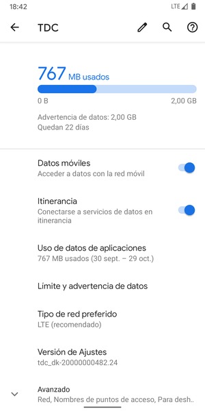 Activar o desactivar Itinerancia