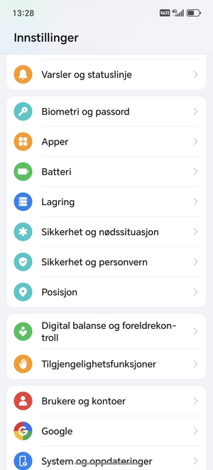 Bla til og velg Sikkerhet og personvern