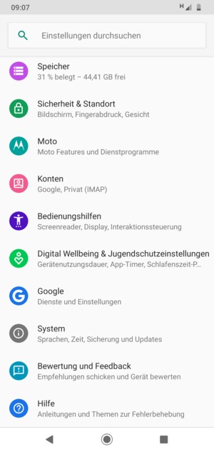 Scrollen Sie und wählen Sie System