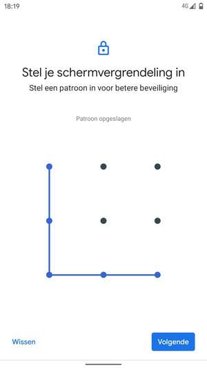 Teken een ontgrendelingspatroon en selecteer Volgende