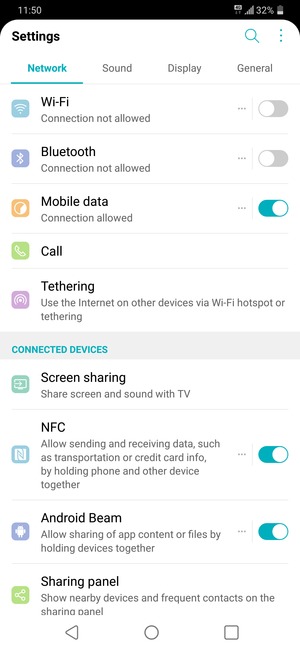 Select Network and Tethering