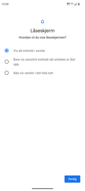Velg ønsket alternativ og velg Ferdig