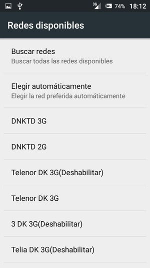 Seleccione un operador de red de la lista