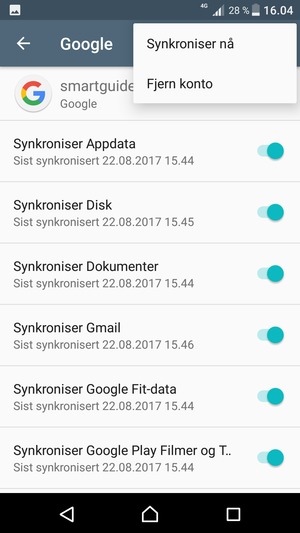 Velg Synkroniser nå